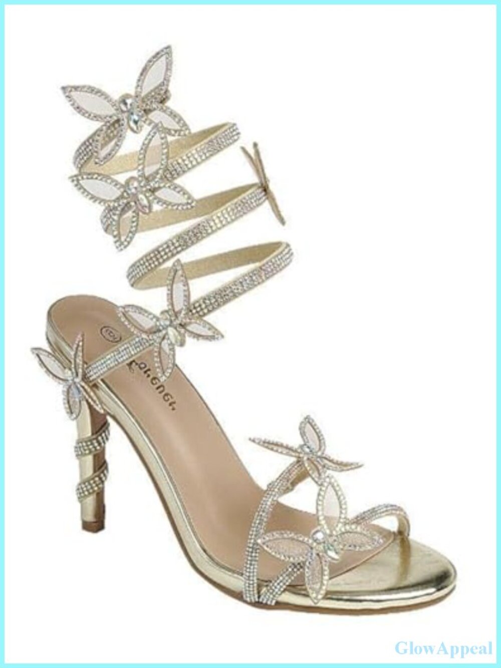 Rhinestone Butterfly Wrap Stiletto Heel Sandals Lace Up
